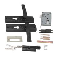 Juego De Cerradura De Puerta Con Manija Negra De Acero Manganéz Aumentada Para Dormitorio Y Baño Rotación Suave Incluye Llaves - details 1