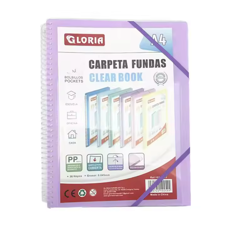 Carpeta Con Fundas Espiral Flexible Organizadores Carpeta Colores con  20 30 40 Y 60 fundas, Fundas Transparentes Lisas, A4, Tapa Plástico Resistente, Uso Escolar, Personal o de Oficina - 1