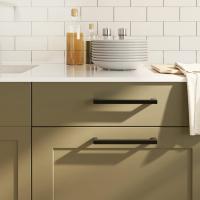 vidaXL Tiradores para armarios 5 uds acero inoxidable 192 mm en color Dorado/Negro | almacenamiento funcional diseño moderno para baño dormitorio sala - details 1
