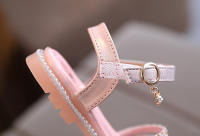 Sandalias Romanas Para Niñas Con Tiras Abiertas Y Color Sólido Alta Top Con Resaltos Vacaciones Nuevas Zapatos Planos Casuales De Verano Para Niños - details 10