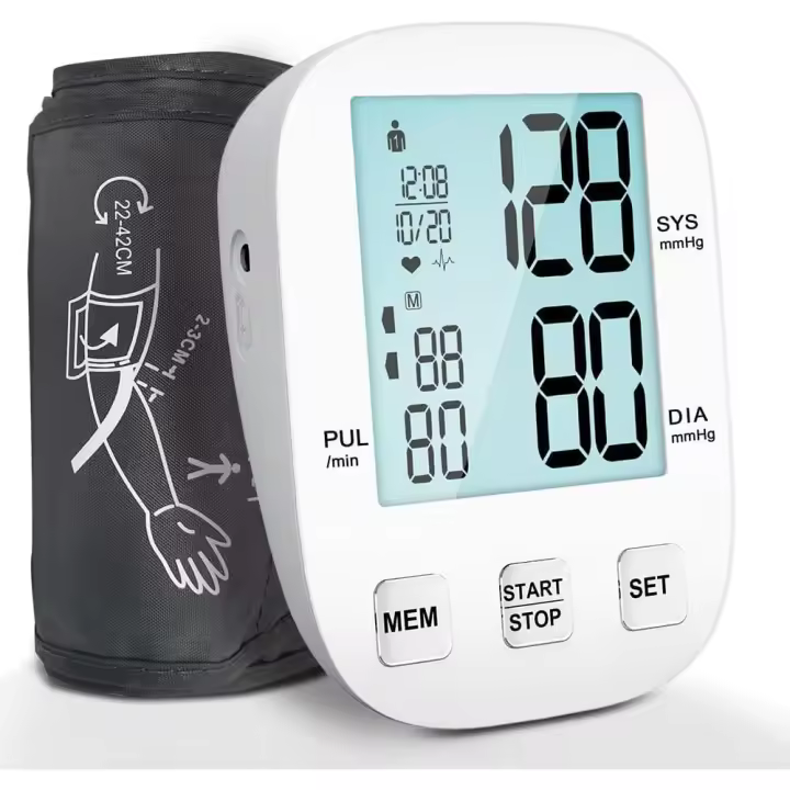 Esfigmomanómetro de Brazo superior, esfigmomanómetro digital, Brazo ajustable y Pantalla retroiluminada, adecuado para personas mayores, use doméstico - 1
