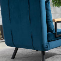 Sofá Cama Reclinable Función Cama de invitados Cama de terciopelo Respaldo ajustable Azul 63x73x81cm - details 3