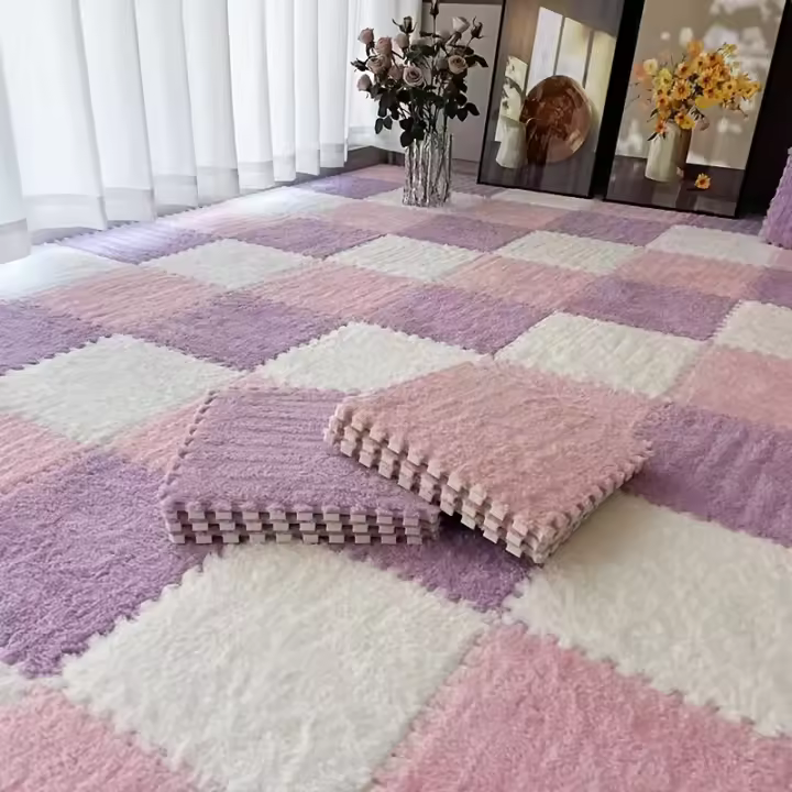 15pcs Azafatas Interlocking De Terciopelo Grueso Para Dormitorio Y Sala De Estar Lavables Aislantes De Sonido Cálidos Para Todas Las Estaciones - 1