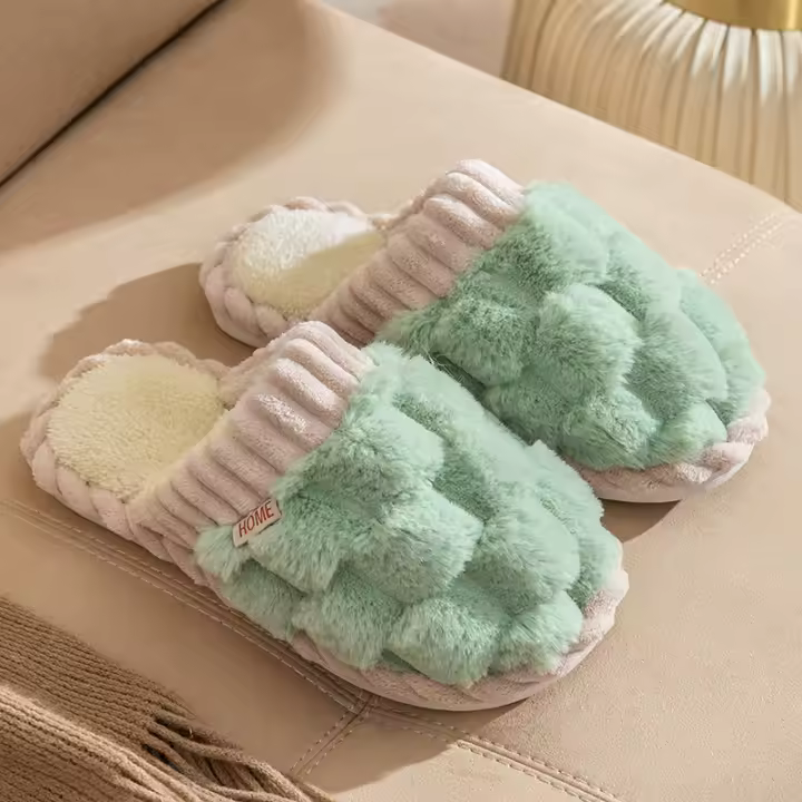 Pantuflas De Algodón Escocesas Para Parejas Moda Invierno Con Cubierta Para Dedos Suela Gruesa Y Suave Antideslizantes Para Interior Unisex - 1