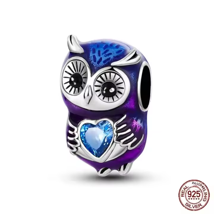 Encanto De Mariposa Morada Y Oso Serie Lindo Bolas De Plata De Ley 925 Para Pulsera Original De 3mm Joyería Para Mujer Regalo - 1