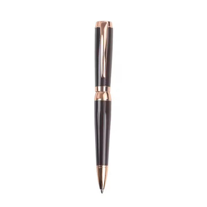 Bolígrafo De Punto De 0.5mm De Lujos En Color Café Con Cuerpo De Bajo Perfil 1 Pieza Tinta Negra Para Oficina Y Regalos - 1