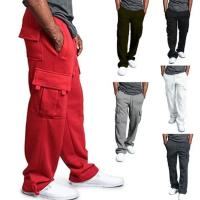 Pantalones De Cargo Para Hombre Con Bolsillos Multifuncionales Estilo Hip Hop Urbanos Pantalones Deportivos Sólidos Ajustables Para Fitness Y Calle - details 1