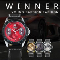 Reloj Mecánico Deportivo WINNER Skeleton En Cuero Militar Multíndice Con Fecha Resistente Al Agua Y Shock Para Hombre - details 0