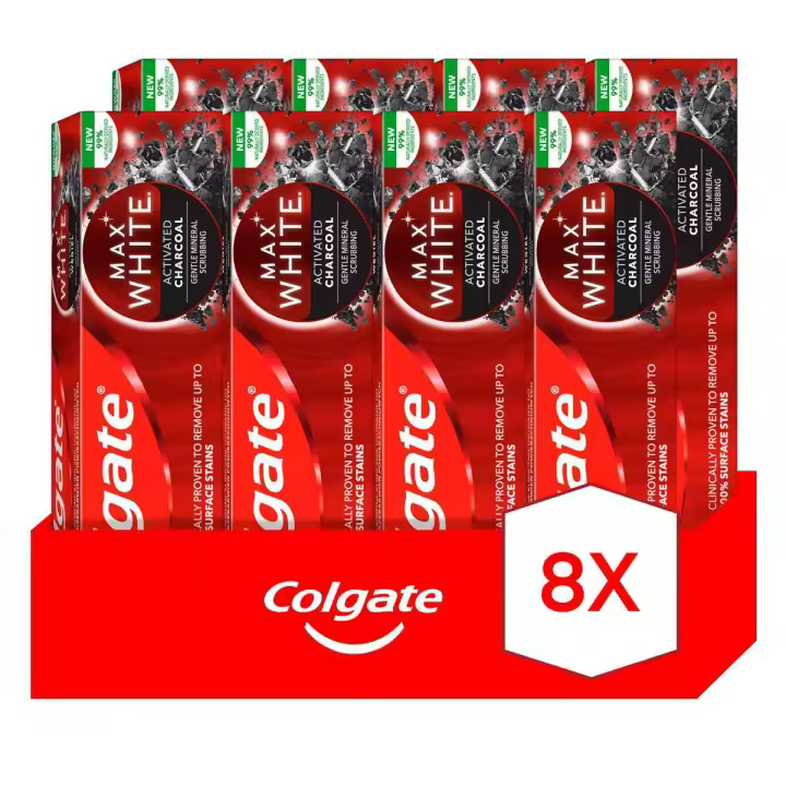 Pasta de dientes blanqueadora Colgate Max White con carbón 75ml Pack de 8 - 1