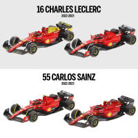 Burago - Set de 4 coches Ferrari F1-75 y SF-23 escala 1:43, réplicas de los vehículos de Charles Leclerc y Carlos Sainz, temporadas 2022 y 2023, diseño detallado y realista, acabados de alta calidad, licencia oficial y presentación en caja expositora - details 1