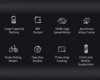 Bicicleta eléctrica DYU A5 Motor de 350W Velocidad máxima 25 km/h 48V 7.5Ah Autonomía máxima de 60 km Crucero automático Sistema de transmisión de 7 velocidades Batería extraíble y dos modos de carga Carga máxima 150 kg Para uso diario y viajes. - details 13