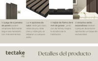 Tectake - Paneles acusticos decorativos SONIC WALL de MDF, Juego de piezas, 60 x 120 x 2,1 cm cada uno, Chapa de madera real, Absorción acústica, Tejido de fieltro y madera, Insonorización acústica para pared, Listones de madera, Alta calidad - details 3