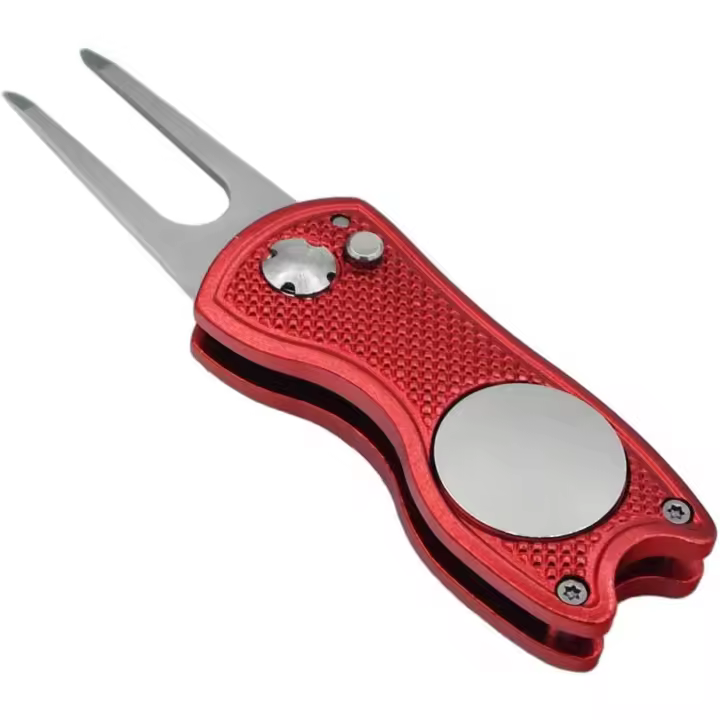 Golf Divot Repair Tool with Pop-up Button & Magnetic Ball Marker Pitch Mark, Lightweight, Portable, Mini Divot Repair Tool - 1