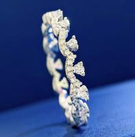Elegante Lonely Anillo aplicable Bañado en Plata 925 con Rodeado cúbica, anillo de compromiso con forma De Corona para Mujer. - details 2
