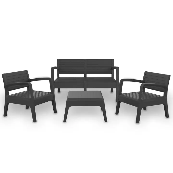 SP Berner Set VALENCIA Muebles de Jardín Exterior 4 Plazas | Fabricado en España con Materiales Reciclados - Grafito - 1