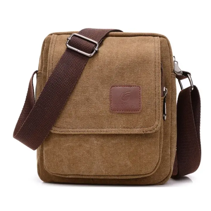Bolso Bandolera De Lona Vintage Para Hombre Gran Capacidad Antirobo Bolso Pequeño De Exterior Resistant Al Desaste Monedero Negocios Bolsa De Hombre - 1