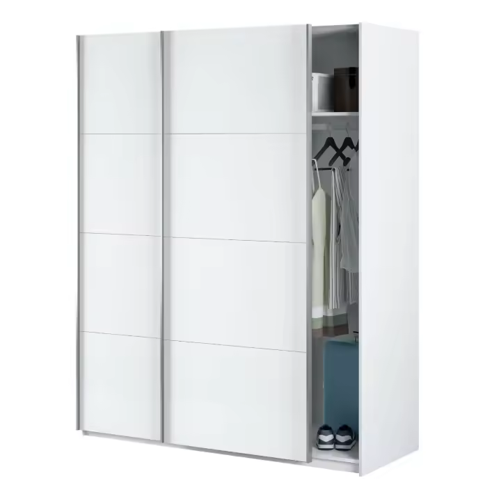 Armario ropero 2 puertas Correderas color Blanco artik Dormitorio Habitación Matrimonio Juvenil 200x150x60 cm - 1