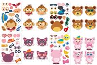 Juego Educativo Para Niños Y Niñas De 12 Hojas Puzles DIY De Animales Faces Divertidos Y Educativos Regalos Para Niños - details 9
