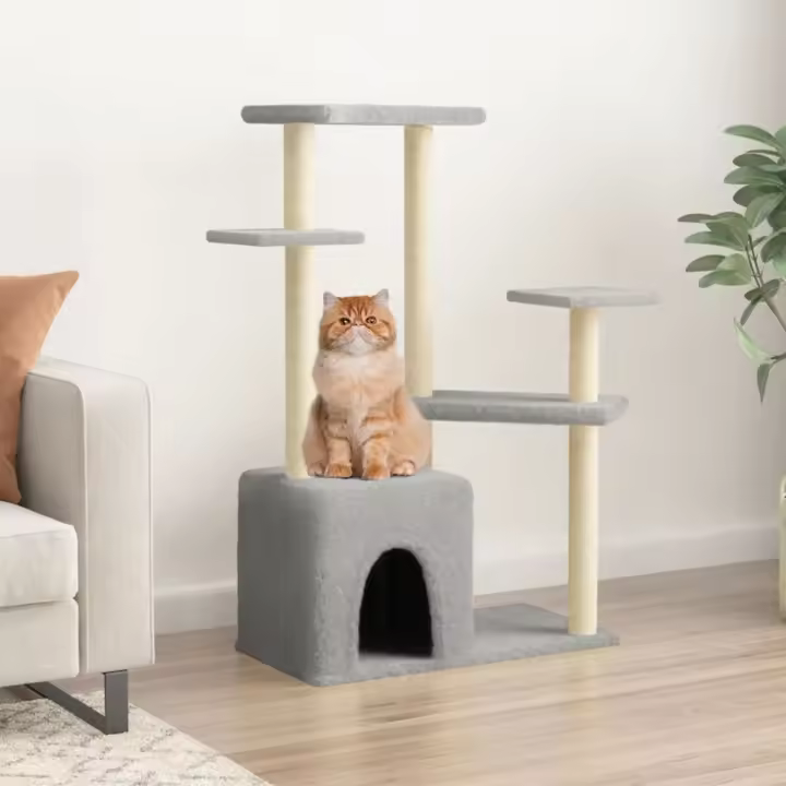 Árbol para Gatos with Varilla de asguño en isal gris Claro 107,5 cm - 1