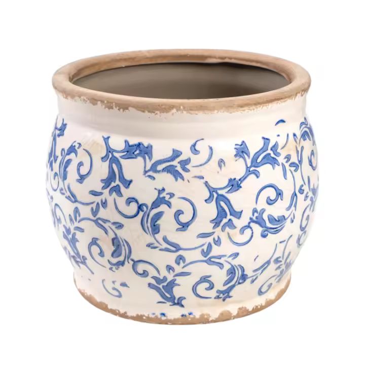 MACETA PORCELANA AZUL/BLANCO HM240 FIJALO - 1