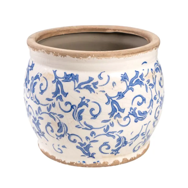 MACETA PORCELANA AZUL/BLANCO HM240 FIJALO - 1