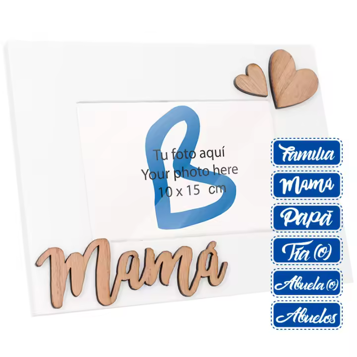 Marco de madera personalizable con foto especial regalo familia, Madre, Padre, Mamá, Papá, Abuelos, Abuelo, Abuela, Tío, Tía - 1
