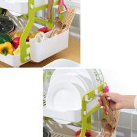 Cubiertos de almacenamiento en el hogar de gran capacidad engrosada de plástico de doble capa de almacenamiento del hogar escurridor utensilios de cocina - details 1