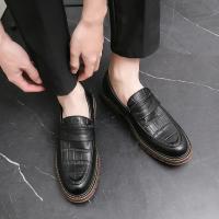Nuevos Loafers Para Hombre En Cuero Patentado Con Patrón De Piedra Zapatos De Boda Y Casual Con Punta Redonda Cierre SLIP-ON - details 20