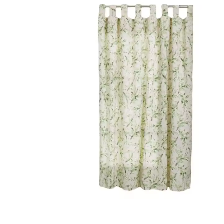 Cortina de cocina con diseño estampadea de planta adenophora.90x145cm y 140x150cm.1 panel. - 1