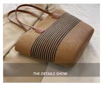 Bolso de paja premium para mujer - Tote de verano estilo boho, diseño exclusivo para playa y looks urbanos（42*28*13cm） - details 4