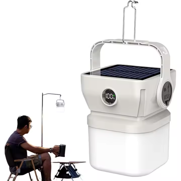 Luz solar de camping, linterna plegable recargable, lámpara de portátil ligera de 2.17 x 3.35 pulgadas, linterna compacta para exteriores, senderismo, mochilero, tienda de campaña - 1