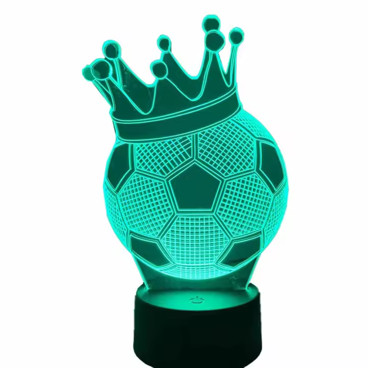 Lámpara De Mesa De Fútbol Con Ilusión 3D Luz Nocturna 16 Colores Sensor Táctil Control Remoto Para Decoración De Habitación Infantil - 1