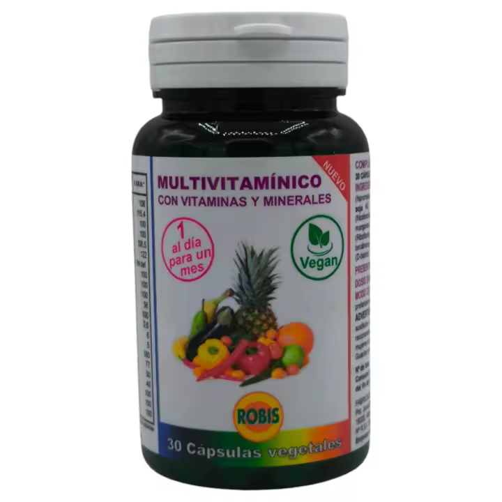 Multivitamínico 30 cápsulas Robis, vitaminas y minerales, energía y vitalidad, deporte, rendimiento físico e intelectual - 1