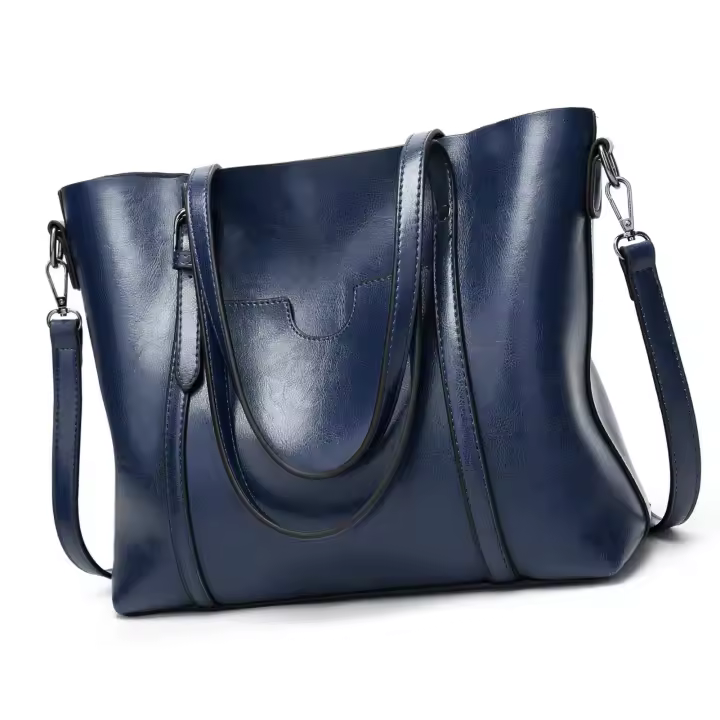 Bolso de mujer Bolso de mano Bolso de cuero de PU Costura FINAS Hardware resistant Capacidad adecuada Azul Oscuro Tamaño libre W - 1
