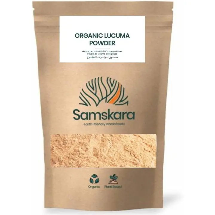 Lúcuma Cruda BIO en Polvo  Samskara  Fruta naturalmente dulce con fibra, vitaminas minerales  Alternativa a los refinados  Fuente de energía   LOTE 2024 Frescura garantizada - 1