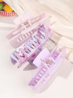 3 Pcs Clip Para El Cabello De Marbling Morado Para Cabello Grueso Grandes No-Slip Accesorios De Estilo Para Mujeres Y Niñas - details 1