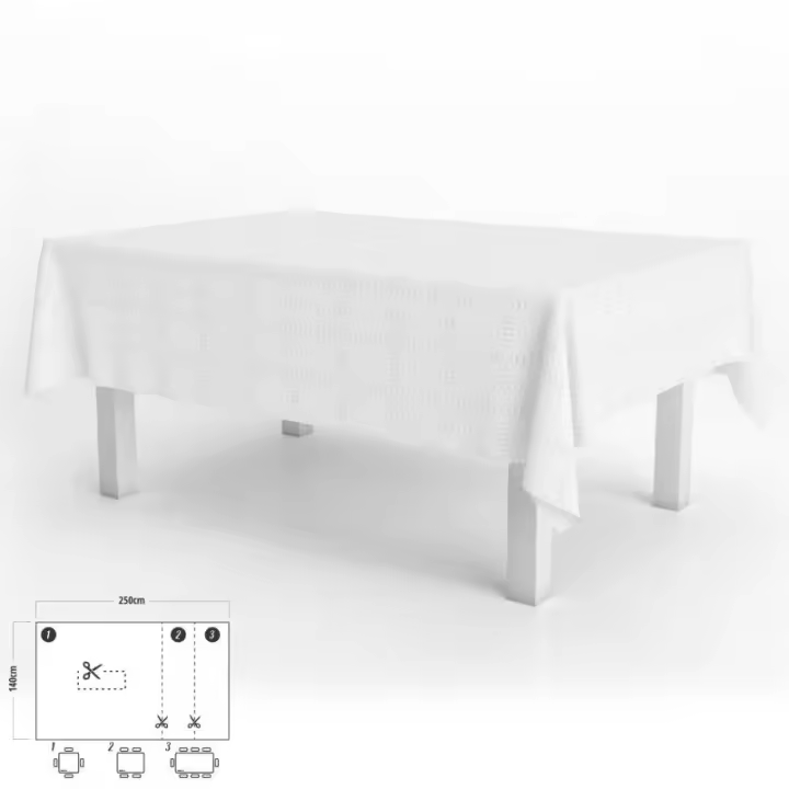 Oryx Mantel Antimanchas Hule Muleton Rectangular 140 X 250 Cm. Blanco - 1