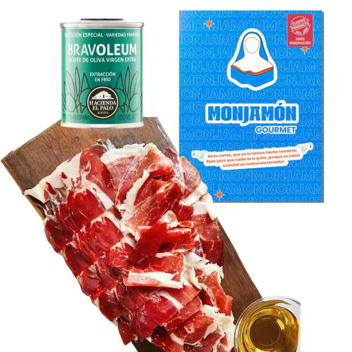 10 SOBRES DE JAMÓN DE BELLOTA 100% IBÉRICO +36 Meses PREMIUM + AOVE Picual Bravoleum REGALO [ELEGIDO PRODUCTO DEL AÑO  2025 ] Virgen Extra - 1