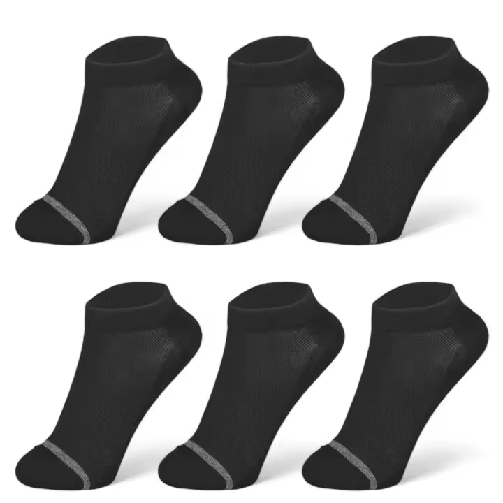 Geshop 6 Pares Calcetines Tobilleros Algodón Transpirables  Calcetines Algodón Hombre Mujer  Caña Rematada  Color Negro, Blanco. - 1