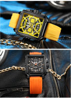 Reloj De Cuarzo Para Hombre MEGIR Con Cronógrafo Y Luz Propia Pantalla Cuadrada Resistente Al Agua Y Al Aire Libre Correa De Silicona Moda Casual - details 6