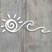 Pegatina De Océano Con Sol Y Ondas Adhesivo Para Coche PVC Personalizable Tamaño 19.05x7 Cm Decoración Para Puerta - details 0