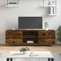 vidaXL Mueble para TV madera de ingeniería 150x30x50 cm en color Negro/Marrón roble/Madera antigua y más | almacenamiento funcional diseño moderno para baño dormitorio sala - details 3