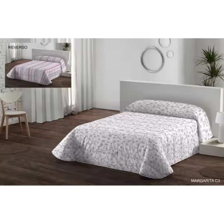 Hosteline - Juego de funda nórdica Hosteline MARGARITA Rosa Cama de 180 3 Piezas - 1
