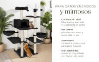 Tectake - Rascador para gatos LILOU, Rascador robusto con funda acolchada de felpa, Varios postes rascadores con fibra de sisal resistente, 165 cm, Sisal, Con casita para gatos y 4 tubos, 2 nidos giratorios, plataforma de observación y hamaca - details 1
