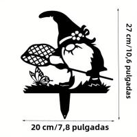 1pc Decoración De Jardín De Metal De Santa Y Silueta De Gnome Para Jardín Exterior Grande Inserto Para Valla De Jardín - details 6