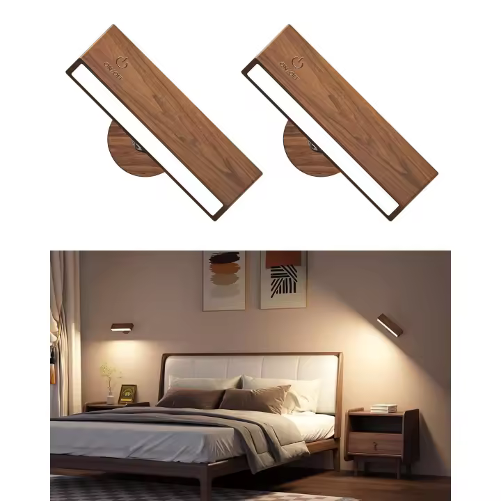 Luz de la pantalla de Madera para interiores, ajuste de Brillo, lámpara de noche con control tátil. - 1