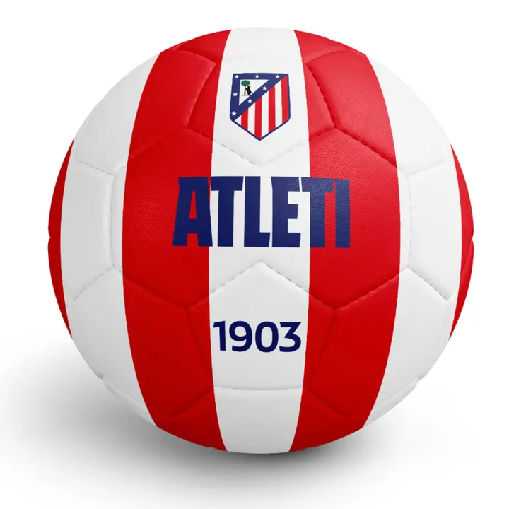 Atlético de Madrid Balón de Fútbol con Escudo Talla 5, Circunferencia 68-69cm, Color Rojo y Blanco, Balón para Niños y Adultos, Regalo Cumpleaños ATM (Balón Desinflado) - 1