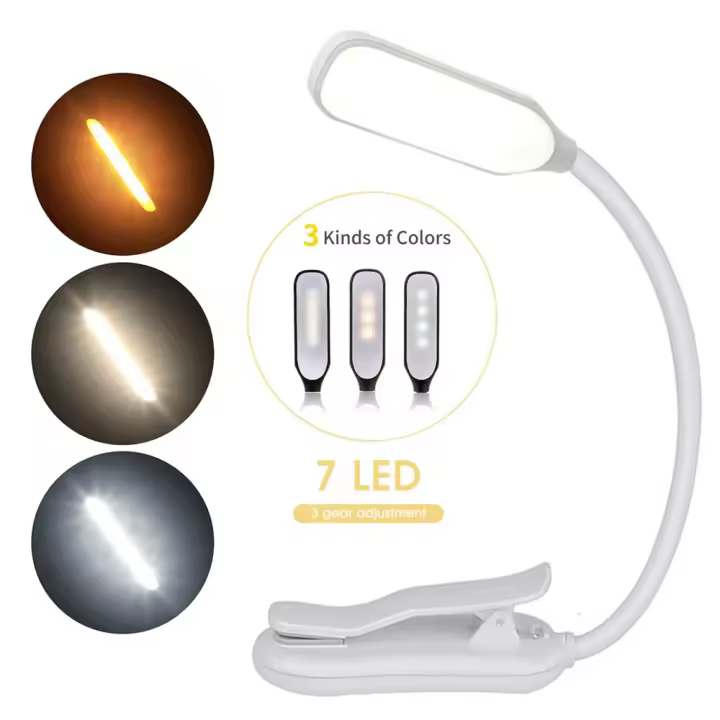 Luz de Lectura LED Portátil Recargable por USB Luz de Día Blanca Cálida Friiente Ajustable - 1