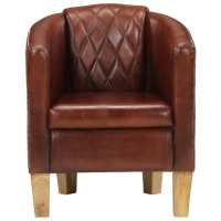 vidaXL Sillón butaca de cuero auténtico Marrón claro, Marrón oscuro, Gris Sillon Dormitorio Sillon Comodos Silla Relax Sillón Sofá - details 0