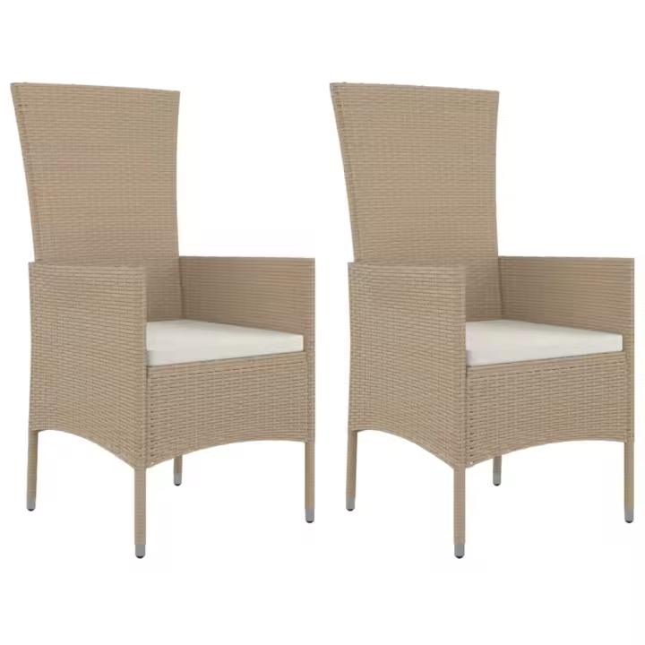 vidaXL Sillas de jardín con cojines ratán sintético beige Set de 2/4 - 1